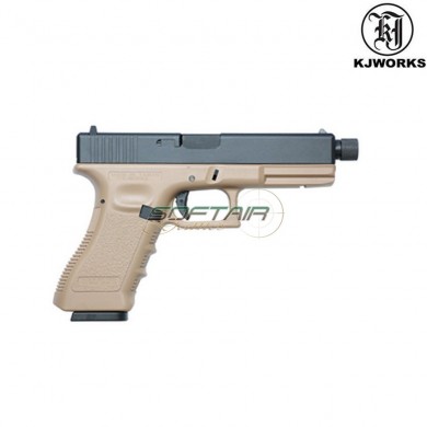 Pistola A Gas Blowback Glock 17 Dark Earth Kp-17-tbc-ms Kjworks (kjw-450021)