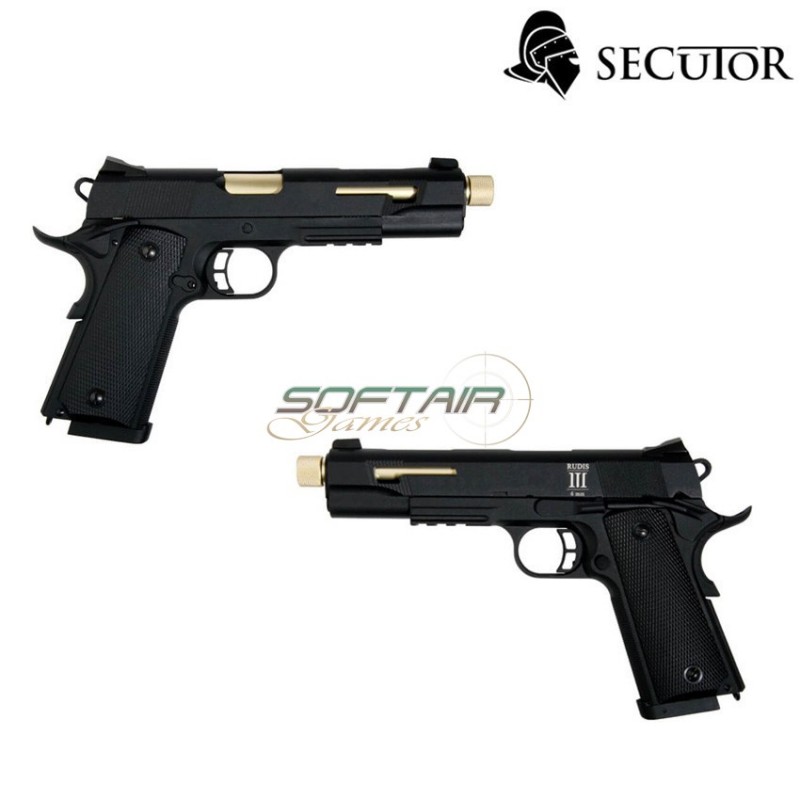 Co2 Pistol Rudis Iii 1911 Black & Gold Barrel Secutor (sr-sar0002)