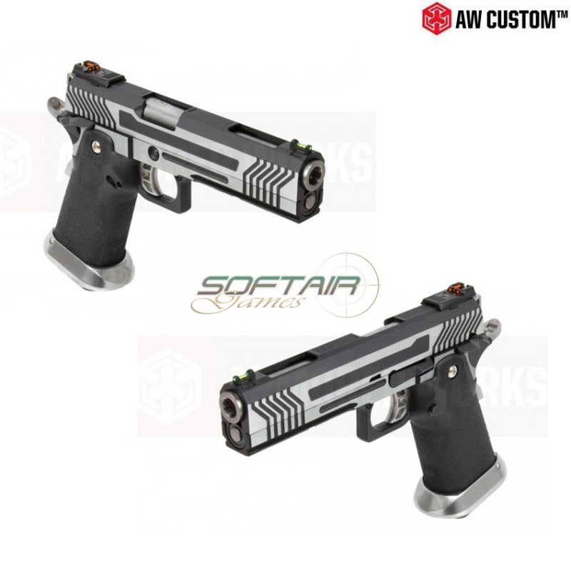 Pistola A Gas Hi-capa Full Silver Carrello & Black Frame Gbb Armorer Works (aw-110503)