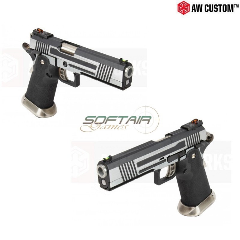 Pistola A Gas Hi-capa Split Silver Carrello & Black Frame Gbb Armorer Works (aw-110498)