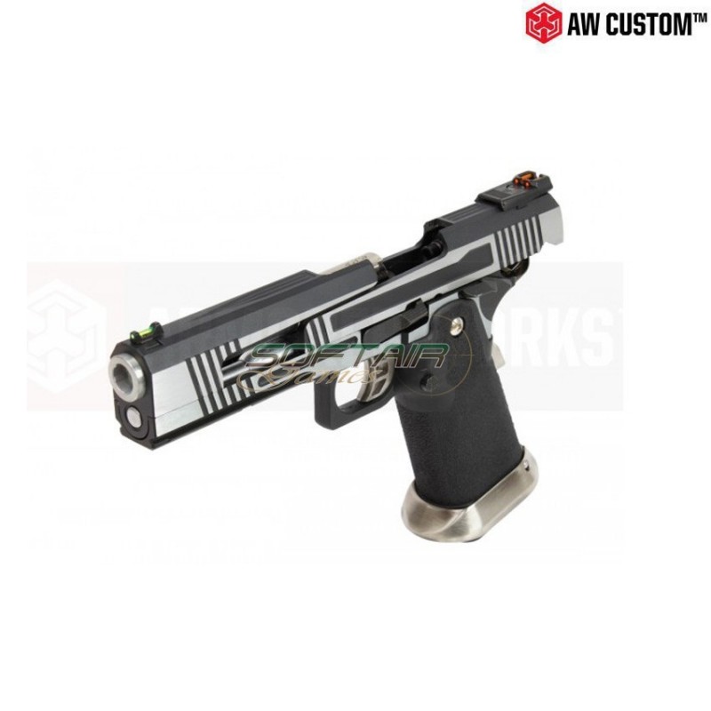 Gas Pistol Hi-capa Split Silver Slide & Black Frame Gbb Armorer Works (aw-110498)
