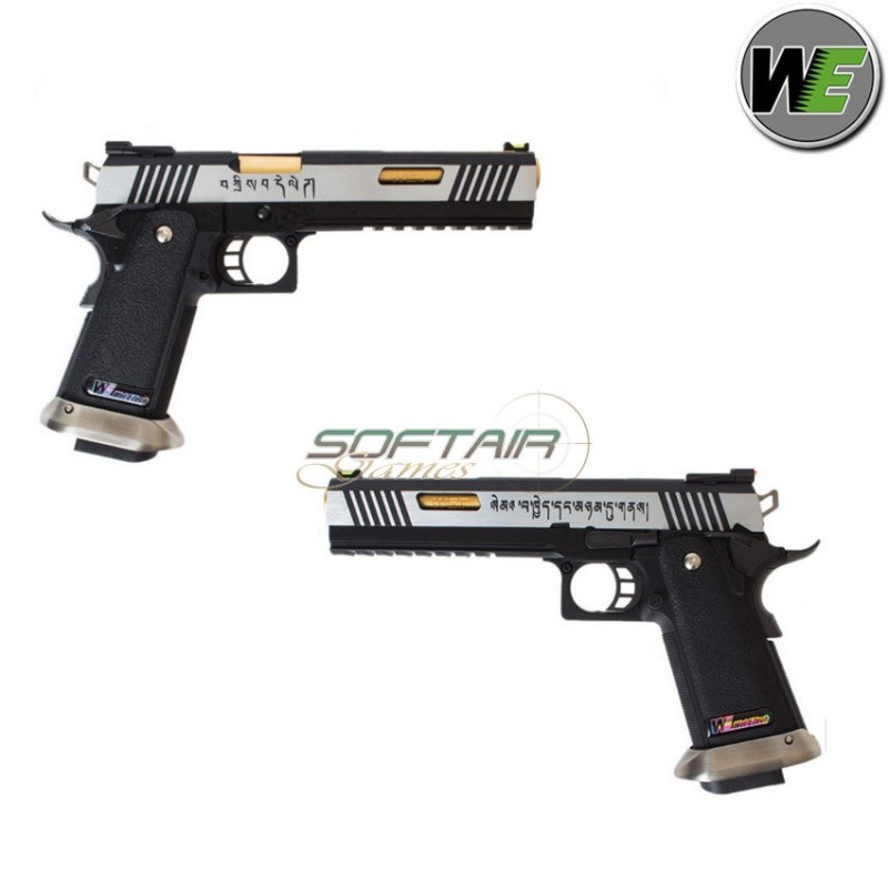Pistola a gas i.rex hi-capa 6" silver + gold barrel we (we-wh18-2tgd)