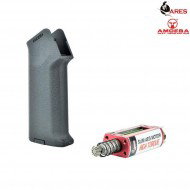 Realistic Series Combo Set Motor Grip Black Slim + Motor Aeg Long Type Slim High Torque Amoeba Ares (ar-pgm3-b)