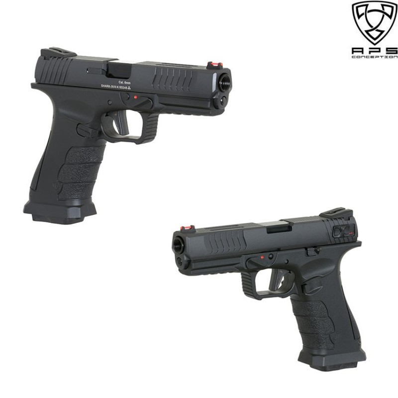 Gas Pistol Shark Full Auto Black Blowback Aps (aps-110658)