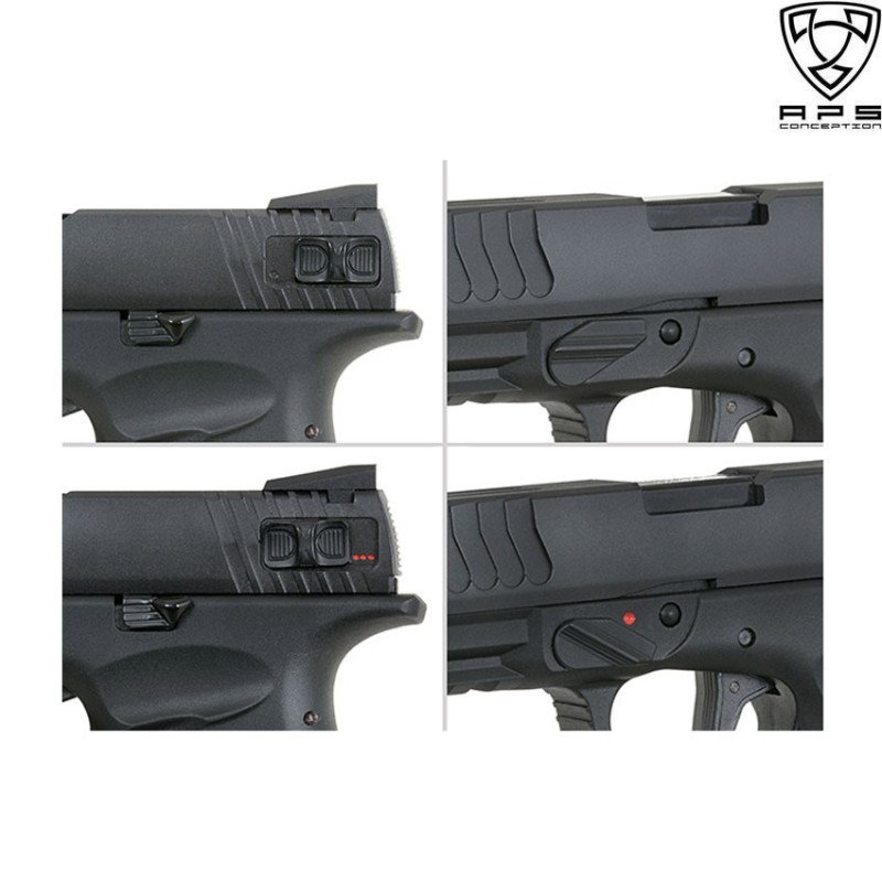 Gas Pistol Shark Full Auto Black Blowback Aps (aps-110658)