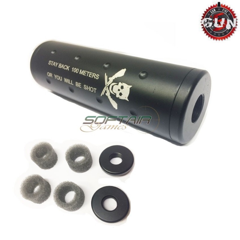 Silencer 14mm Cw/ccw Stay Back Pirate Type 110mm Black Gun Five (gf-sil03-bk)