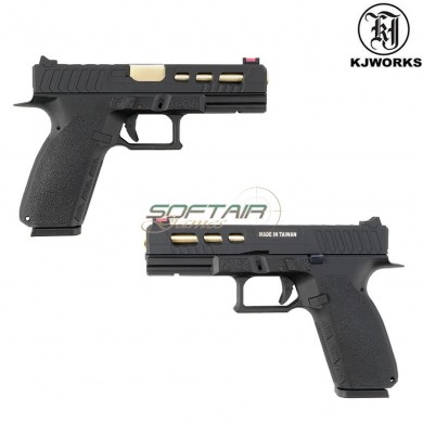 Pistola A Co2 Glock Style Kp-13c Custom Black & Gold Barrel Blowback Kjworks (kjw-451022)