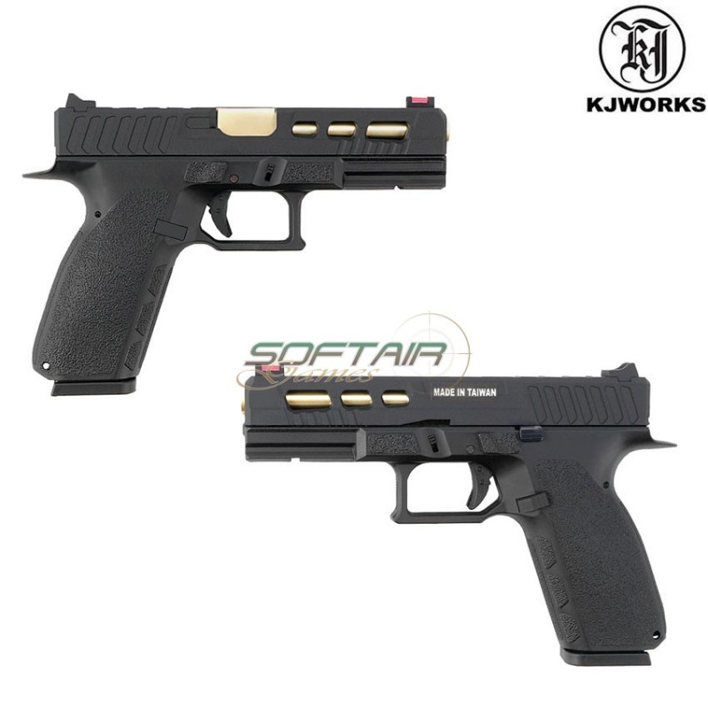 Pistola A Co2 Glock Style Kp-13c Custom Black & Gold Barrel Blowback Kjworks (kjw-451022)