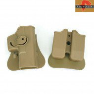 Combo Holster And Holder Mag Imi D. Style Tan For Glock Series Big Dragon (bd6100t)