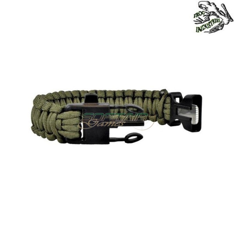 Paracord Bracelet Survival 3 In 1 Green Frog Industries® (fi-wo-sl42v)