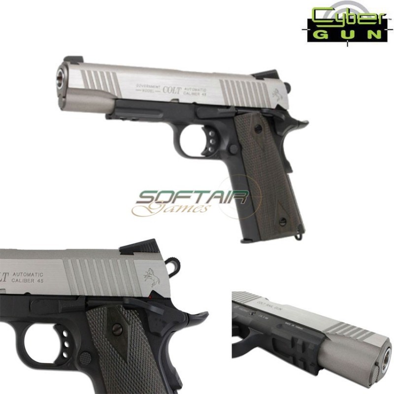 Co2 Blowback Pistol Colt 1911 Full Silver Slide Cybergun (180531)