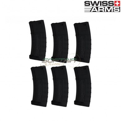 Set 6 Caricatori Monofilari 140bb Black Per M4/m16 Swiss Arms (285087)