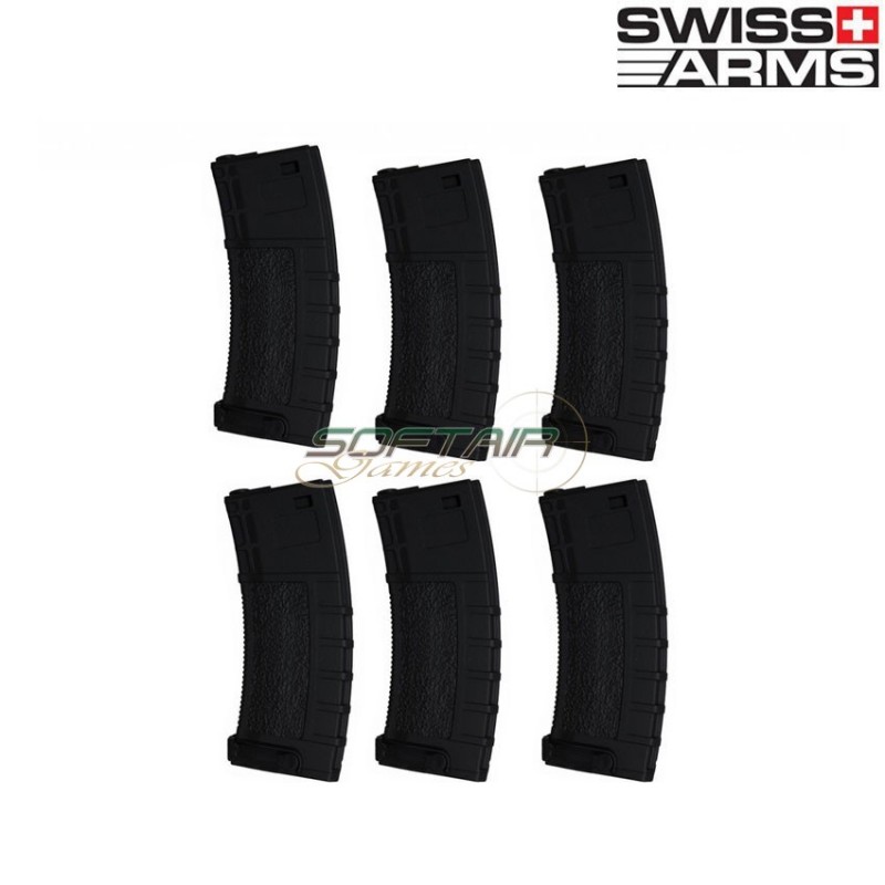 Set 6 Caricatori Monofilari 140bb Black Per M4/m16 Swiss Arms (285087)