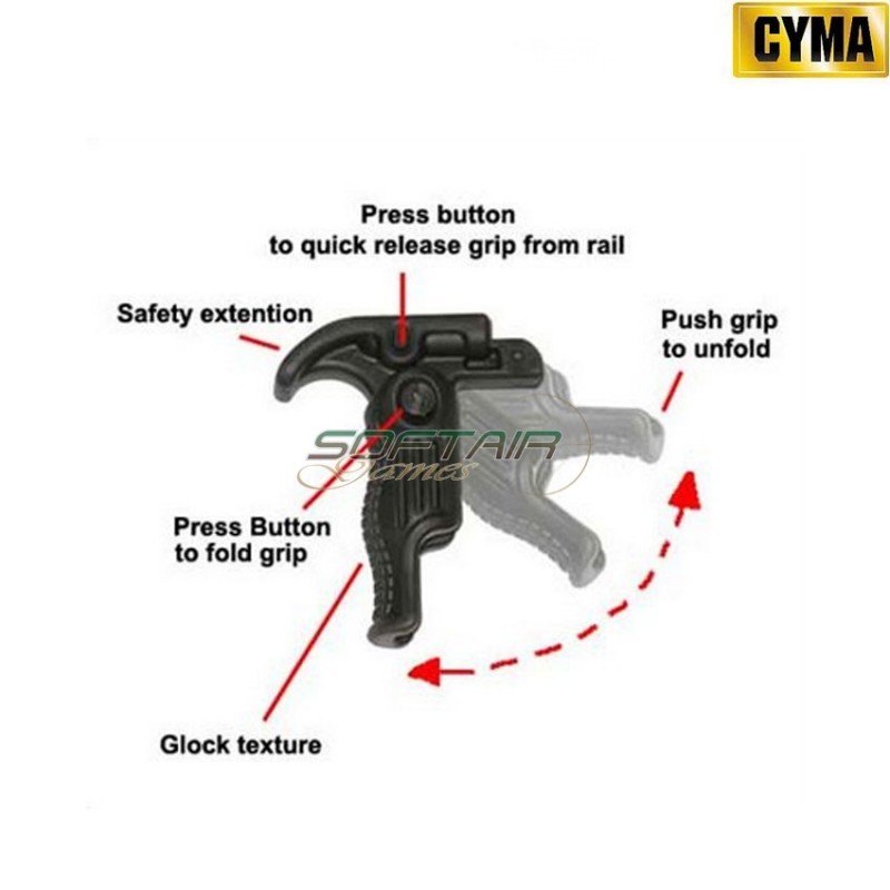 Impugnatura Verticale Folding Qd Black Cyma (c16-bk)