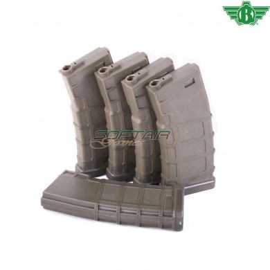 Set 5 Mid-caps Magazines 140bb Ranger Green For M4/m16 Bolt (ba-065g-5)