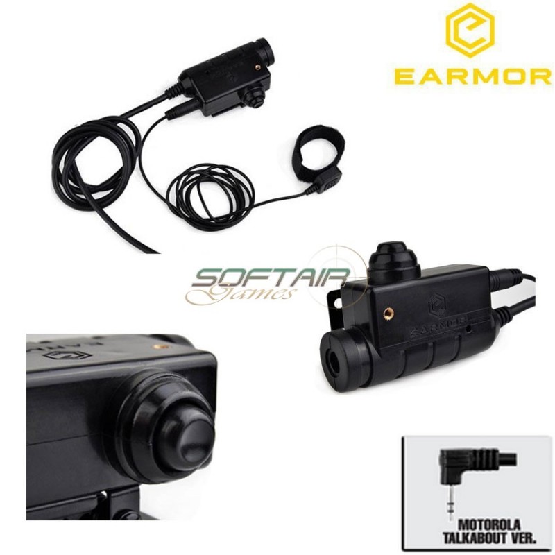 Tactical Black Military Adapter Ptt Per Motorola 1 Pin Versione Earmor (ea-m52-moto1pin)