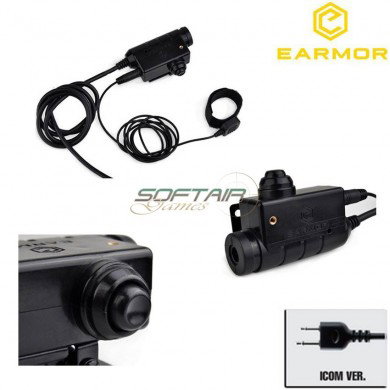 Tactical Black Military Adapter Ptt For Icom Version Earmor (ea-m52-icom)