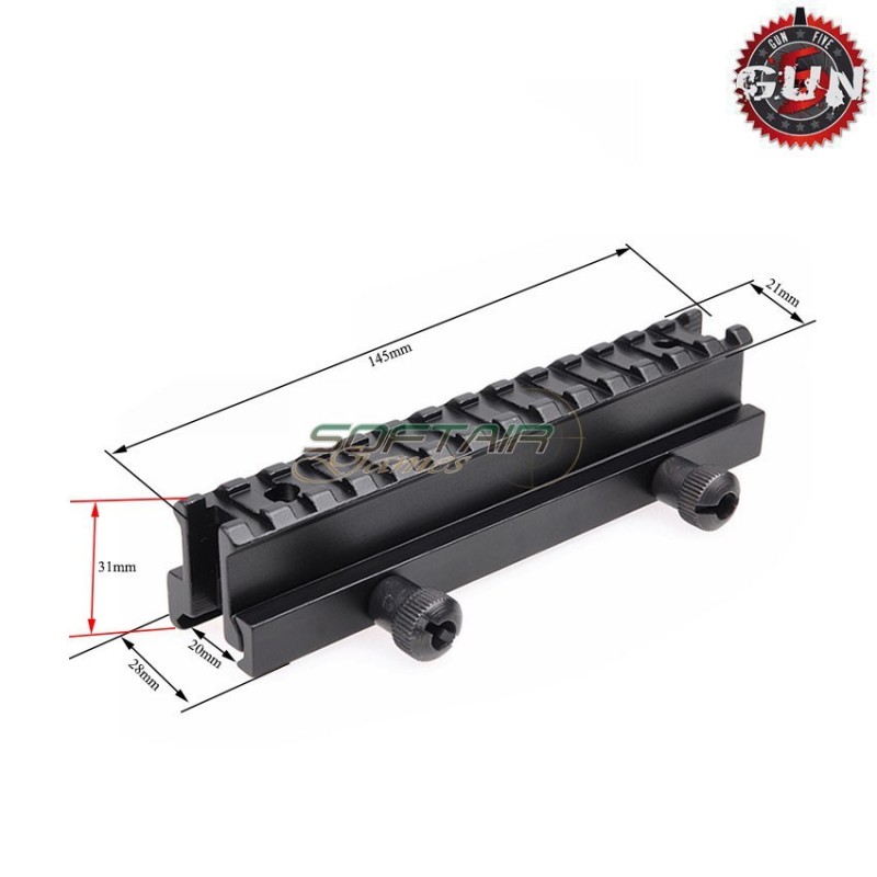 Flat Top Slitta Di Rialzo Da 31mm Long Gun Five (gf-069)