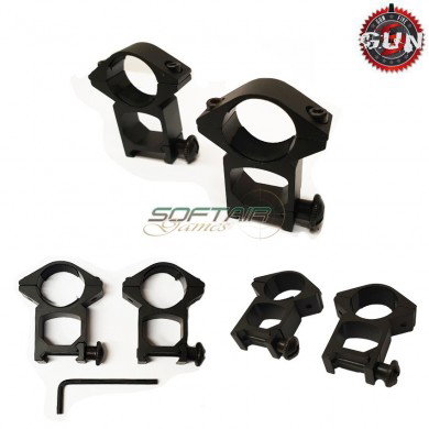 Set 2 Anelli 25mm Alti Pro Per 20mm Rail Black Gun Five (gf-m2006-bk)