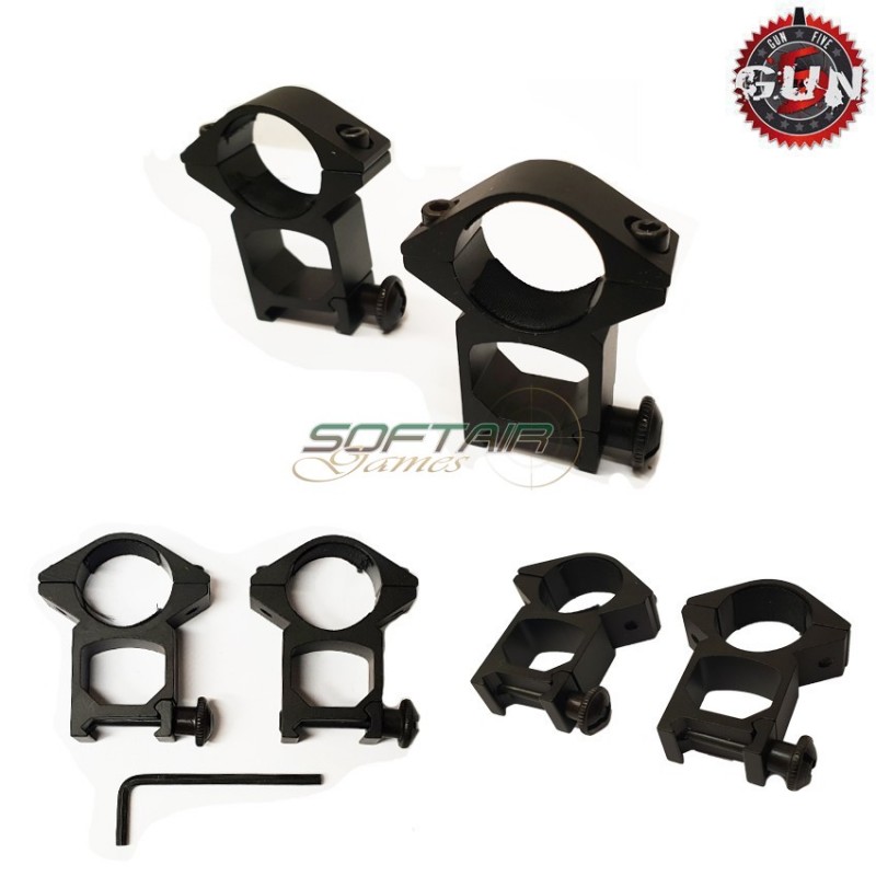 Set 2 High Pro Rings 25mm For 20mm Rail Black Gun Five (gf-m2006-bk)