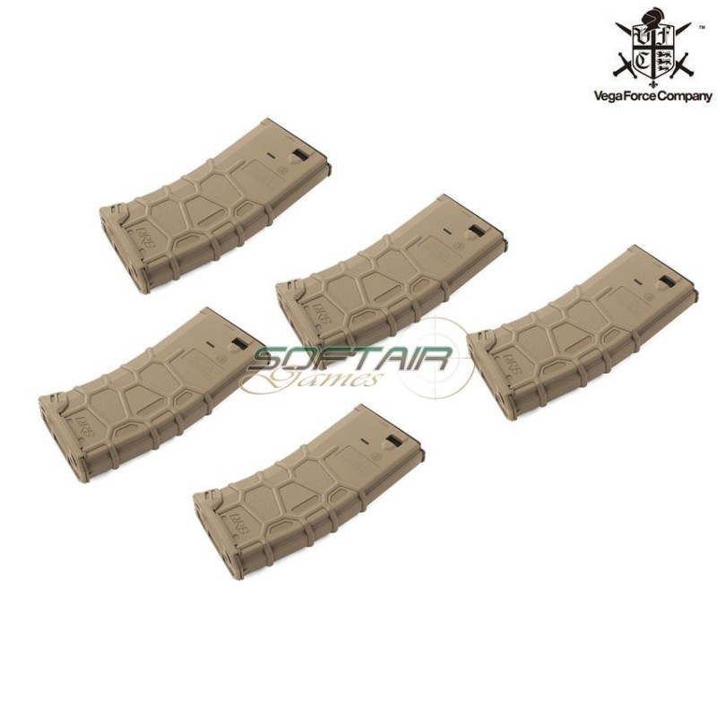 Set 5 Caricatori Qrs Dark Earth Monofilare 120bb Polimero M4 Vfc (vf9-120tn01-5)