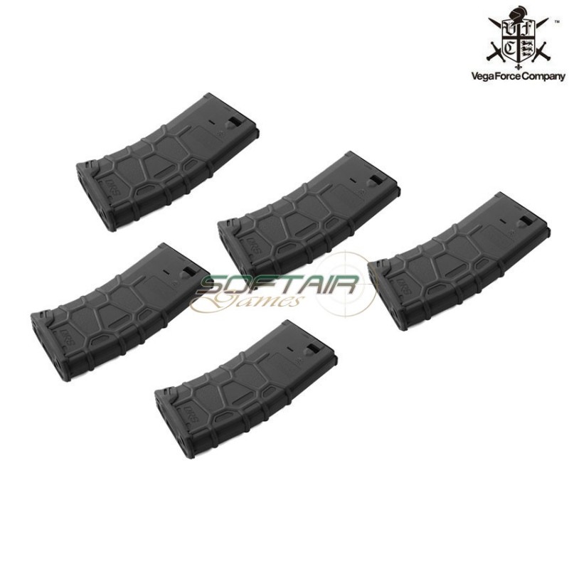 Set 5 Caricatori Qrs Black Monofilare 120bb Polimero M4 Vfc (vf9-120bk01-5)