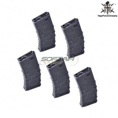 Set 5 Hi-caps M4 Qrs Magazines Black 300bb Polymer Vfc (vf9-300bk01-5)