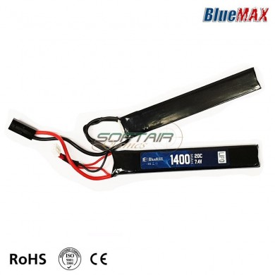 Lipo Battery Mini Tamiya Connector 7.4v X 1400mah 20c Cqb Type Bluemax-power® (bmp-7.4x1400-cqb)