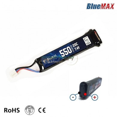 Lipo Battery 7.4v X 550mah 20c Per Aep & Mp7/scorpion/mac10 Bluemax-power® (bmp-7.4x550-aep)