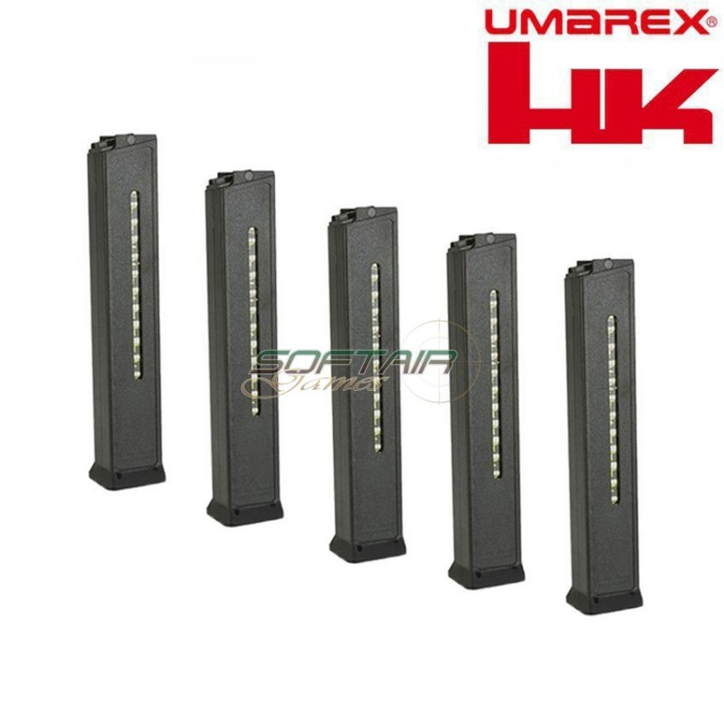 Set 5 Hi-caps Magazines 420bb W/dummy Bullets Black For Ump Ufc/h&k/ares Umarex (um-mg-007-5)