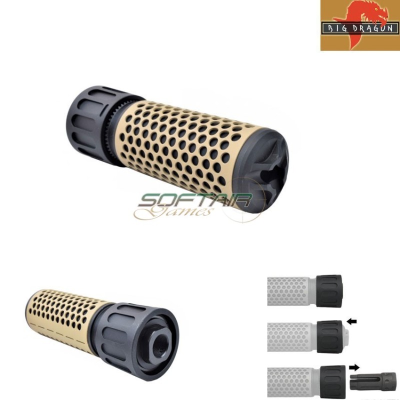 Silencer Black/tan Quick Detach Supressor Qdc/cqb Big Dragon (bd-0541mix)