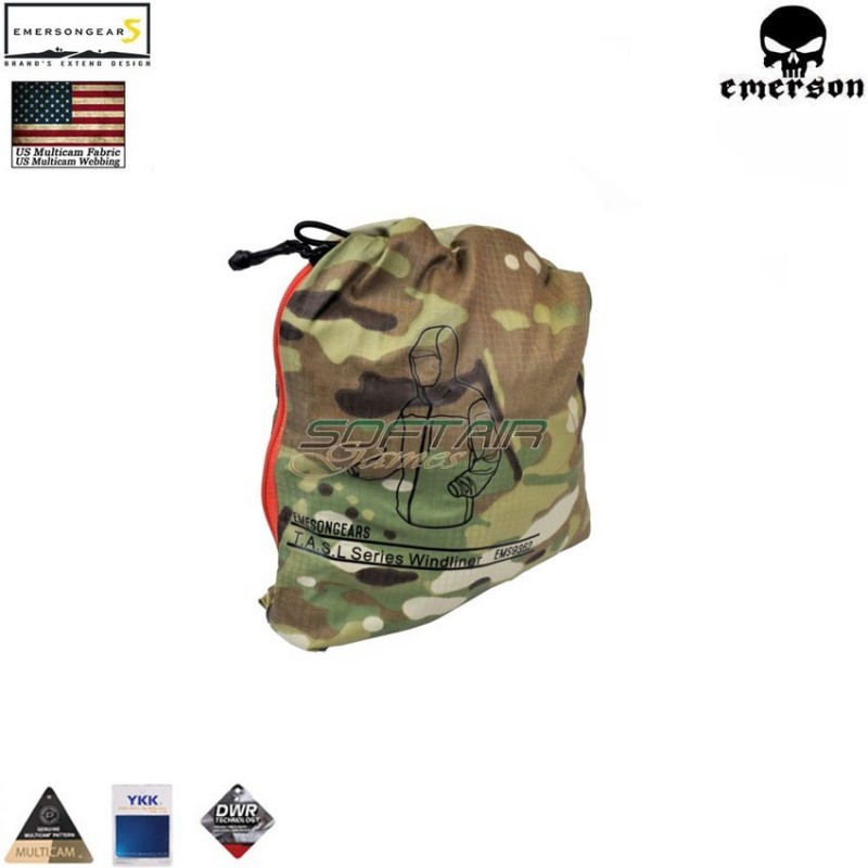 Jacket T.a.s.l. Series Windliner Multicam® Genuine Usa W/orange Zip Emerson (em9362mc)