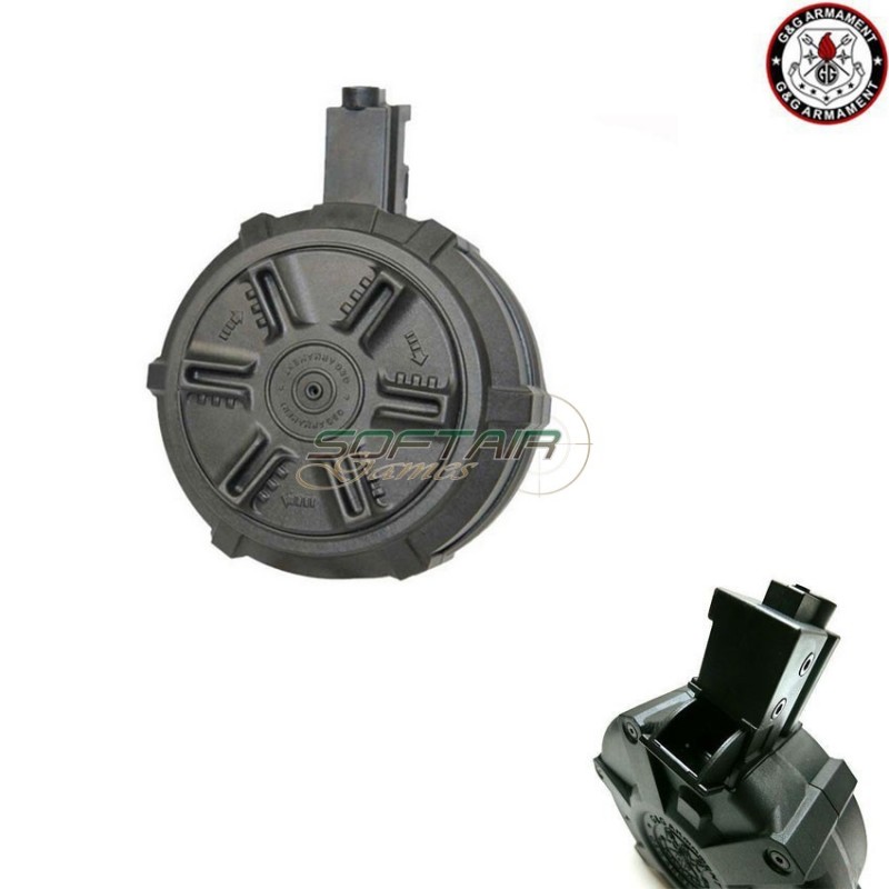 Manual Hi-cap Drum Magazine 1500bb Black For Mp5 G&g (gg-08168-bk)