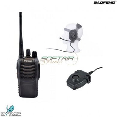 Combo C/ptt & Cuffia Radio Bf-888s Black Z-tactical Baofeng (bao-el-z005set)