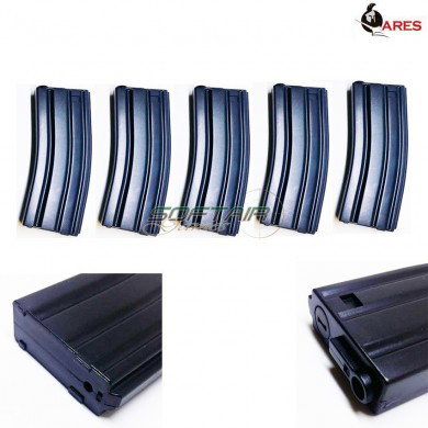 Set 5 Mid-caps Magazines M4/m16 140bb Black Ares (ar-9149-5)