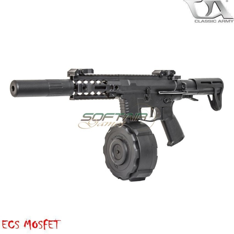 Electric Rifle Px9 X9 Aeg Smg Black W/drum & Silencer Classic Army (ca-211759)