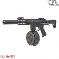 Electric Rifle Px9 X9 Aeg Smg Black W/drum & Silencer Classic Army (ca-211759)