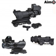 Acog 4x32 W/qd Mount Scope Illuminato + Mini Red Dot Black Aim-o (ao5321-bk)
