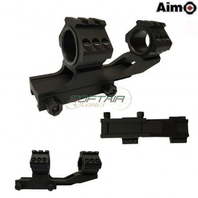 Scope Mount Top Rail 25.4mm/30mm Extend Ring Black Aim-o (ao9032-bk)