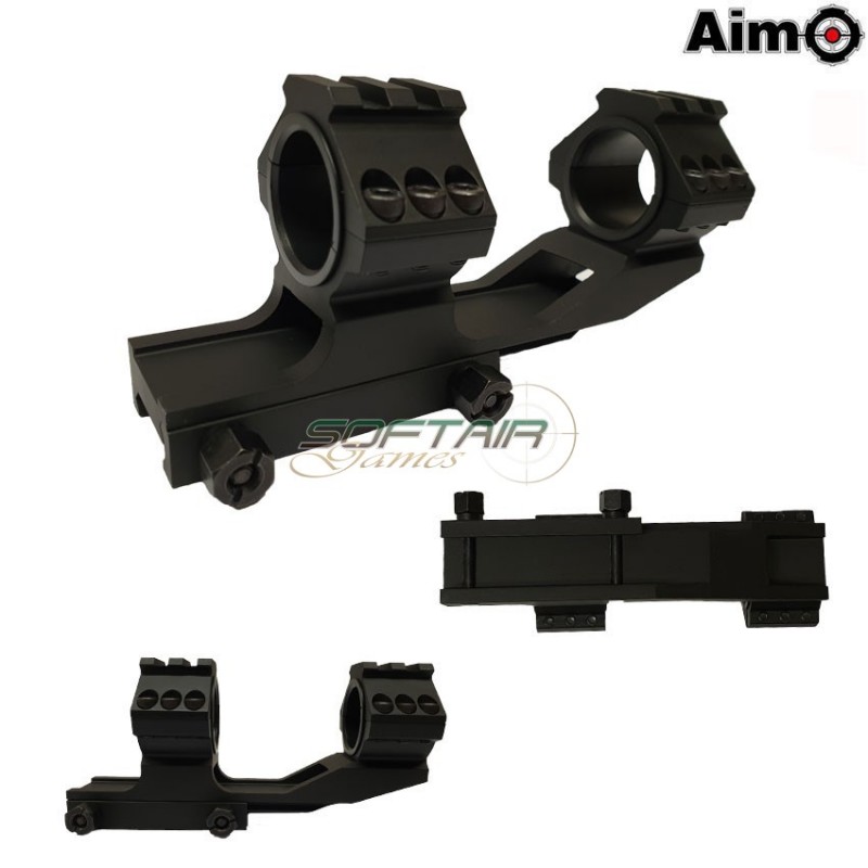 Scope Mount Top Rail 25.4mm/30mm Extend Ring Black Aim-o (ao9032-bk)