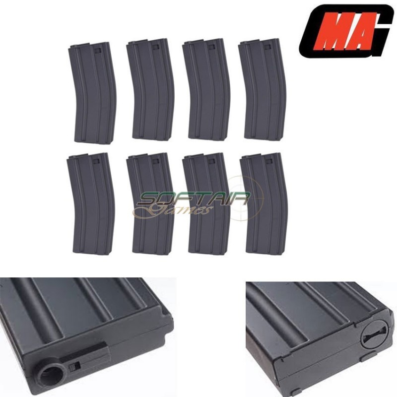 Set 8 Caricatori Monofilari Stanag Mass Grey 130bb Polimero Per M4/m16 Aeg Mag (mag-0001a)