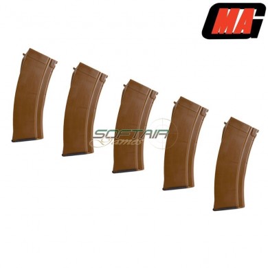 Set 5 Caricatori Monofilari Bakelite 100bb Polimero Per Ak Aeg Mag (mag-008b)