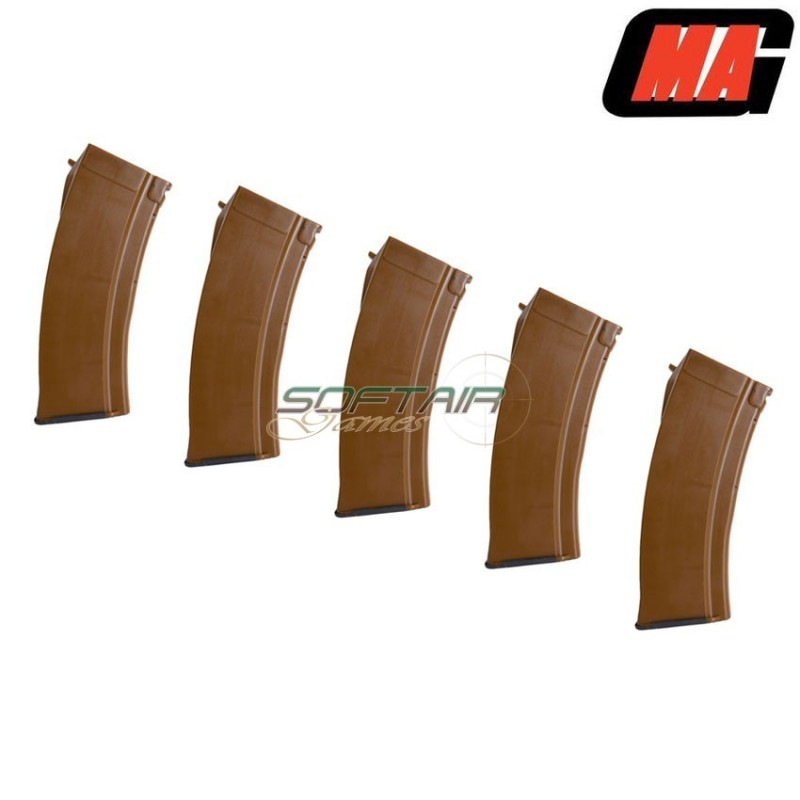 Set 5 Caricatori Monofilari Bakelite 100bb Polimero Per Ak Aeg Mag (mag-008b)