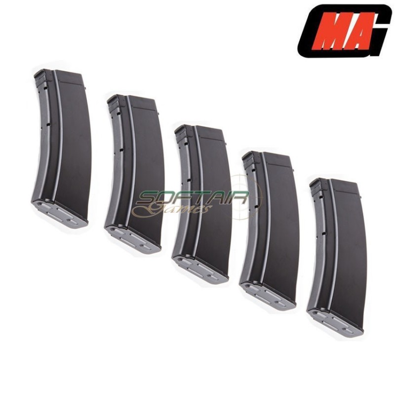 Set 5 Mid-caps Magazines Black 100bb Polymer For Ak Aeg Mag (mag-008c)
