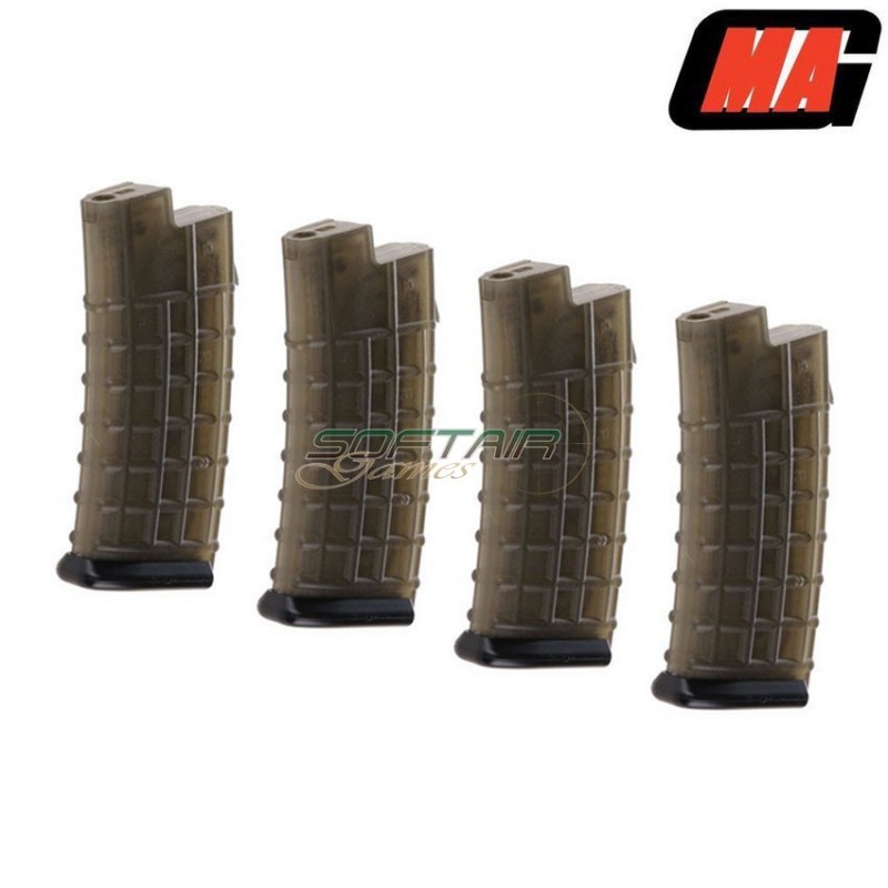 Set 4 Caricatori Monofilari Clear Black 170bb Polimero Per Aug Aeg Mag (mag-012)