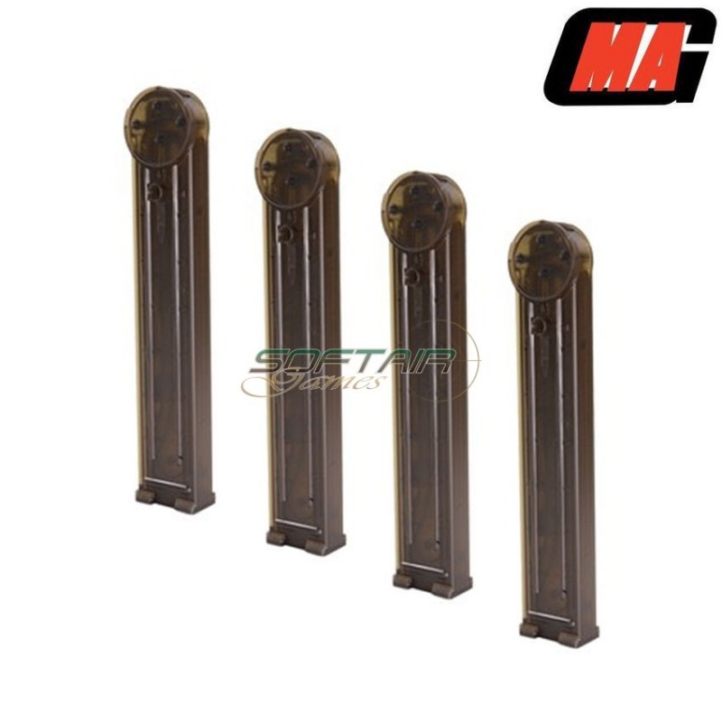 Set 4 Mid-cap Magazine Clear Black 170bb Polymer For P90 Aeg Mag (mag-015)