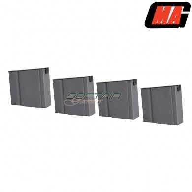 Set 4 Short Mid-caps Magazines Mass Grey 70bb Steel For M14 Aeg Mag (mag-017)