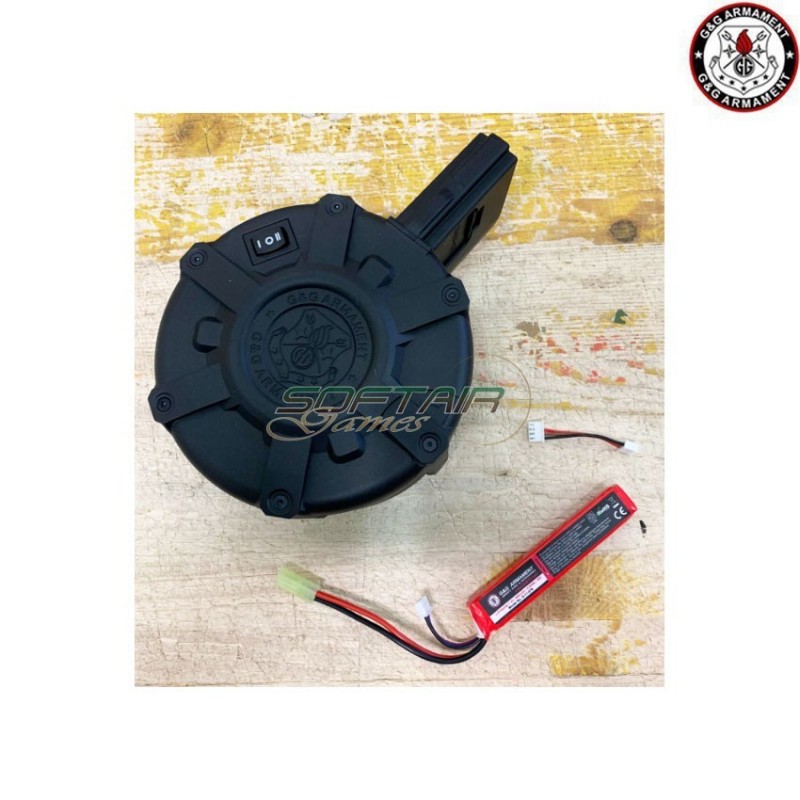 Combo Con Batteria Lipo Elettrico Auto Drum Caricatore 2300bb M4/m16 Aeg Black G&g (gg-08170)