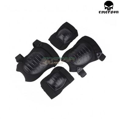 Set Knee & Elbow Pads Black Military Type Emerson (em7065)