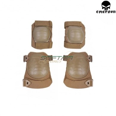 Set Knee & Elbow Pads Coyote Brown Military Type Emerson (em7065b)